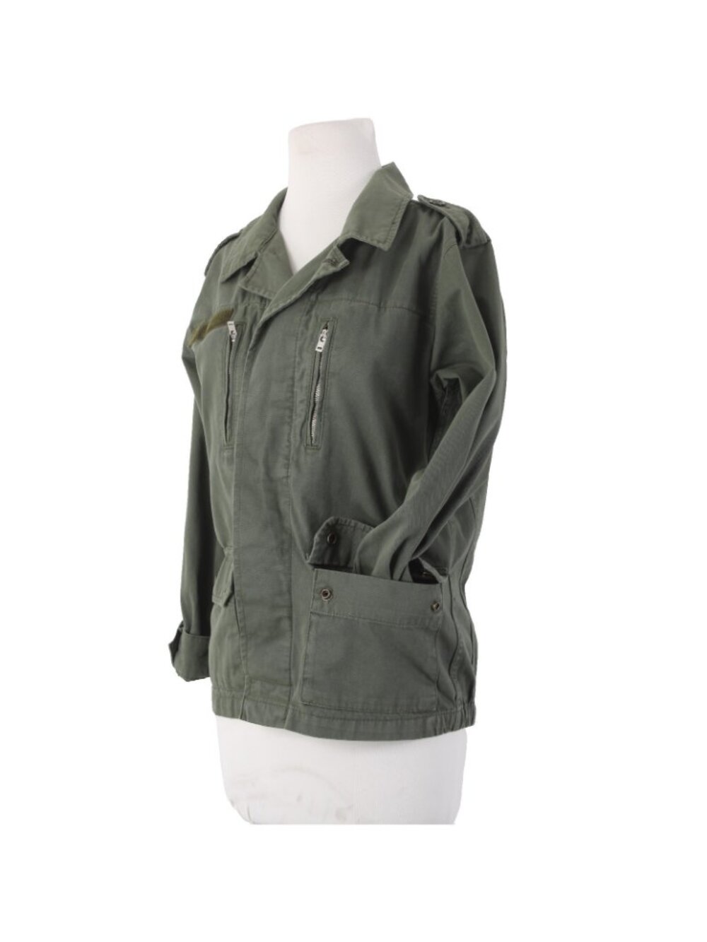 Top Ship Jacket Sz 4 Green Pockets Collared Denim 100% Cotton AS IS Jacket - Picture 3 of 13
